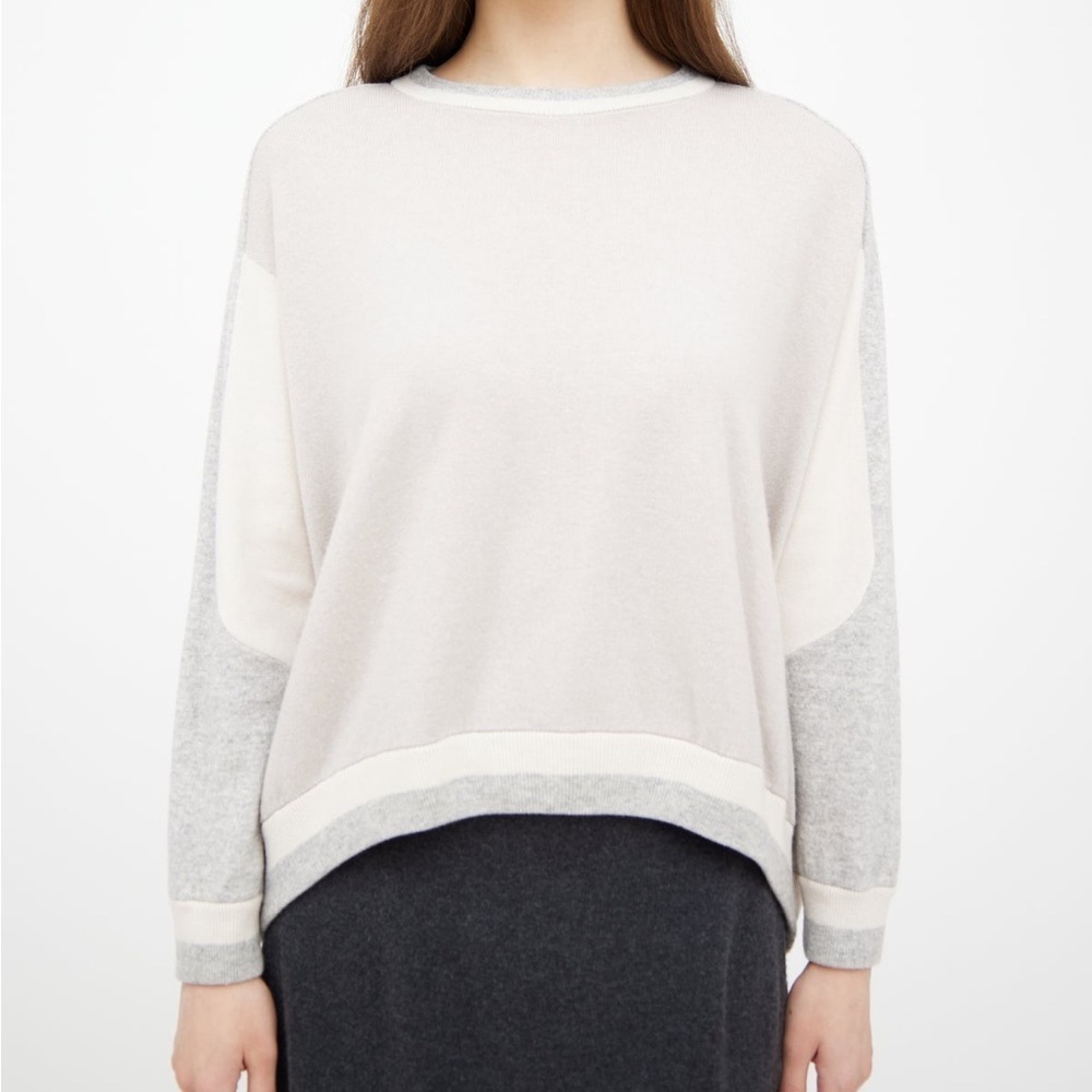 Brunello Cucinelli Sz L 100% Cashmere Crewneck Hi Low Sweater